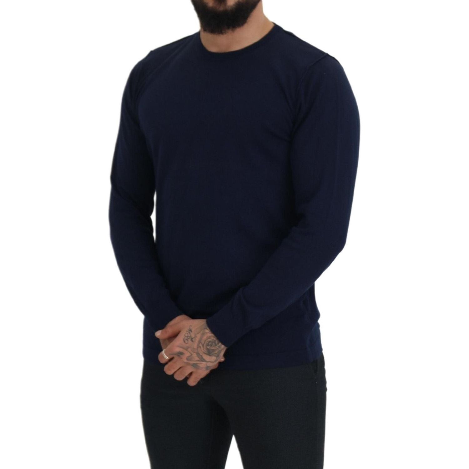 باولو بيكورا ميلانو أصيلة Crewneck سترة صوفية زرقاء