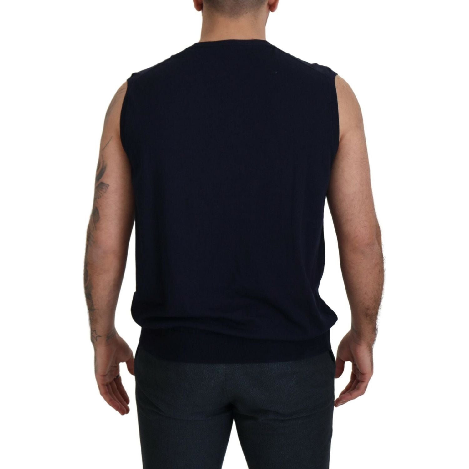 باولو بيكورا ميلانو أنيق أسود بلا أكمام الرقبة على شكل حرف V