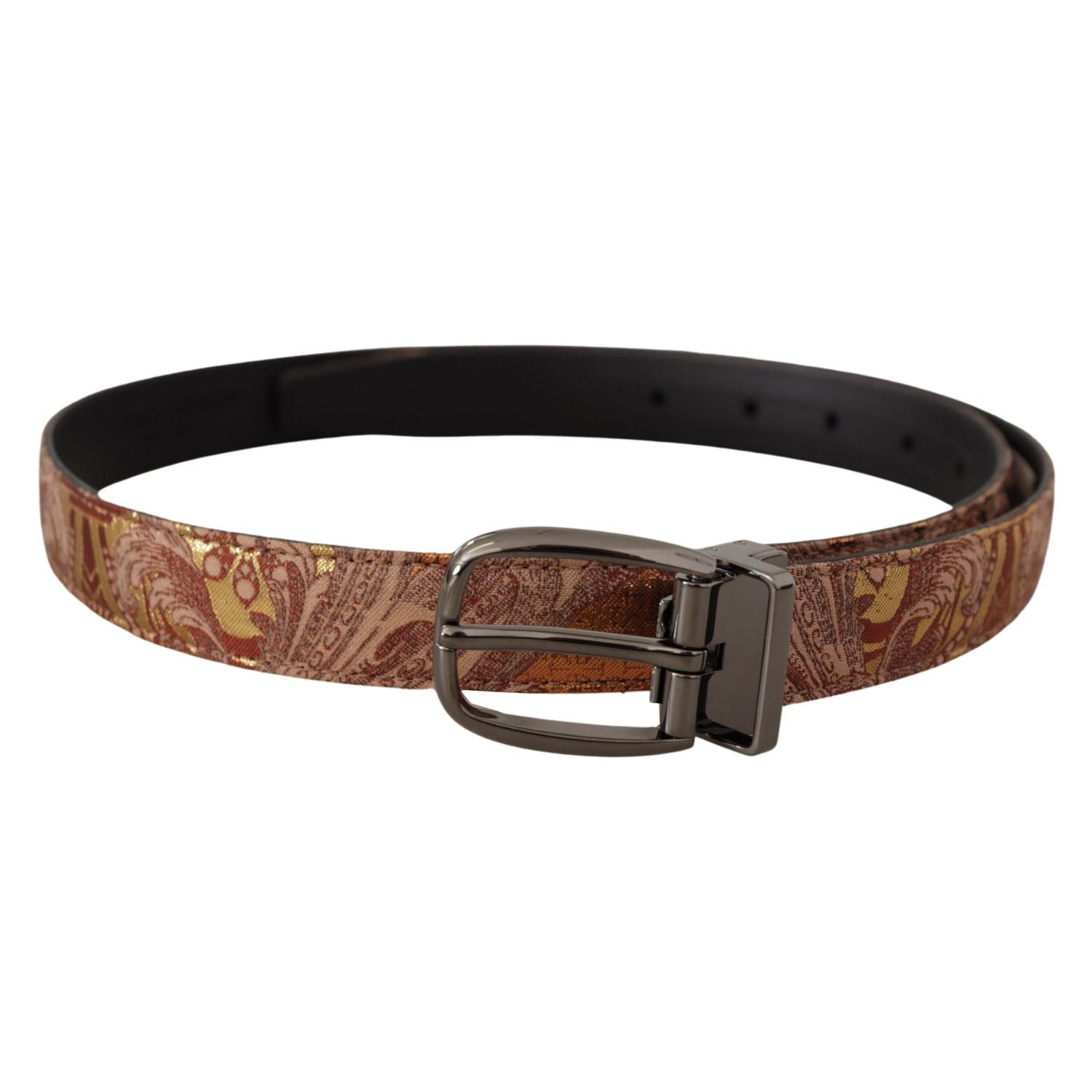 Dolce & Gabbana Multicolor Embossed Leather Black Metal Buckle Belt