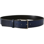 Dolce & Gabbana Blue Calf Leather Silver Metal Buckle Classic Belt