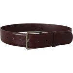 Dolce & Gabbana Maroon Calf Leather Wide Logo Engraved Buckle Belt