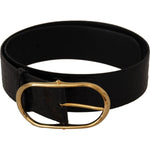 Dolce & Gabbana Black Embossed Leather Gold Tone Metal Buckle Belt