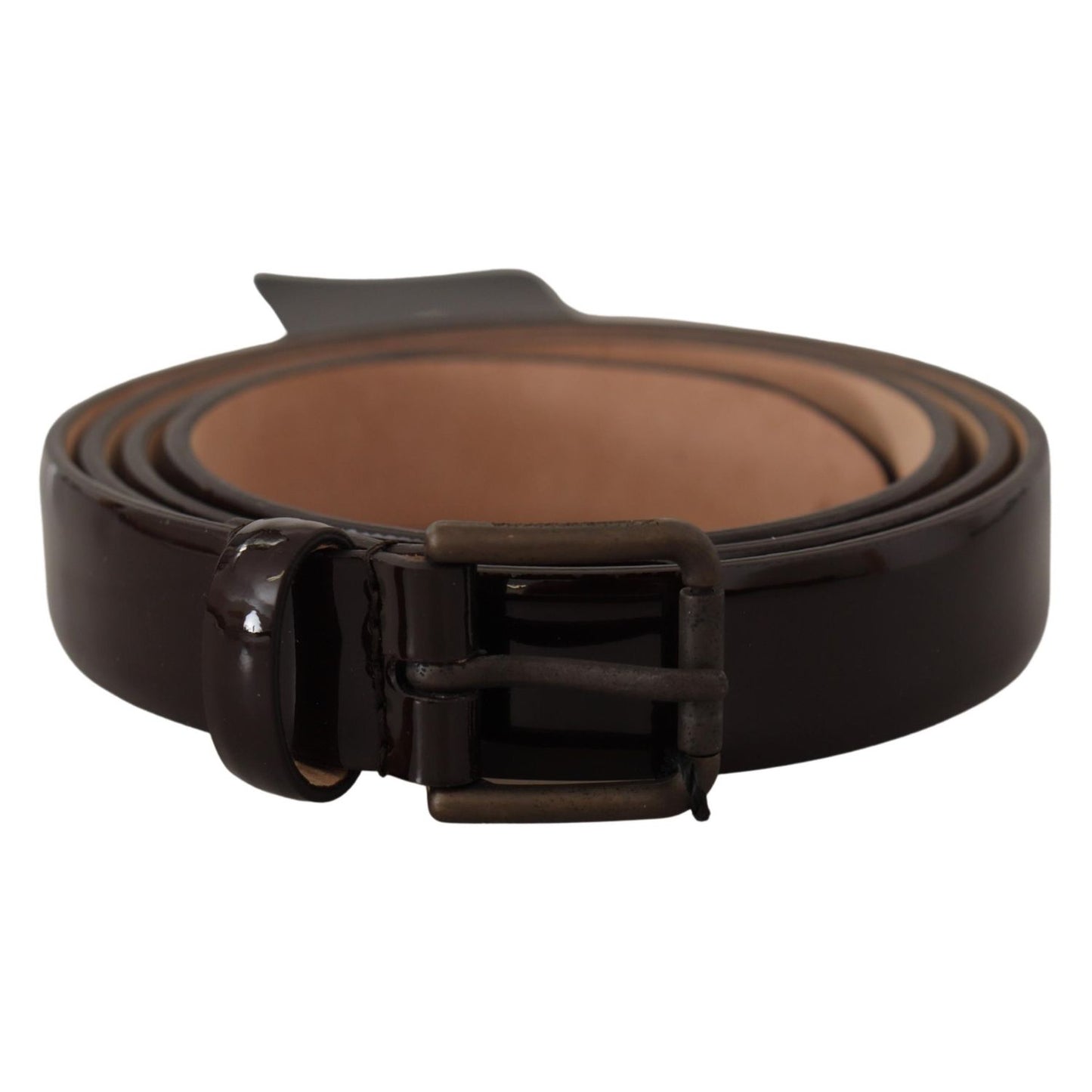 Dolce & Gabbana Black Patent Leather Logo Metal Waist Buckle Belt
