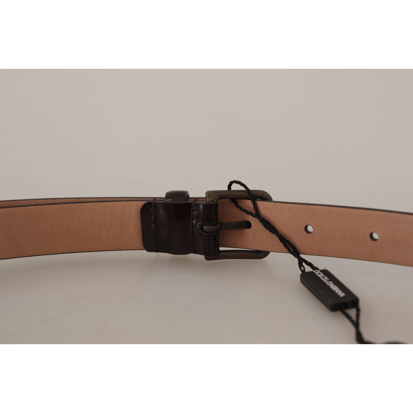 Dolce & Gabbana Black Patent Leather Logo Metal Waist Buckle Belt