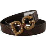 Dolce & Gabbana Brown Amore Animal Print Exotic Leather Logo Buckle Belt WMB173 - 70