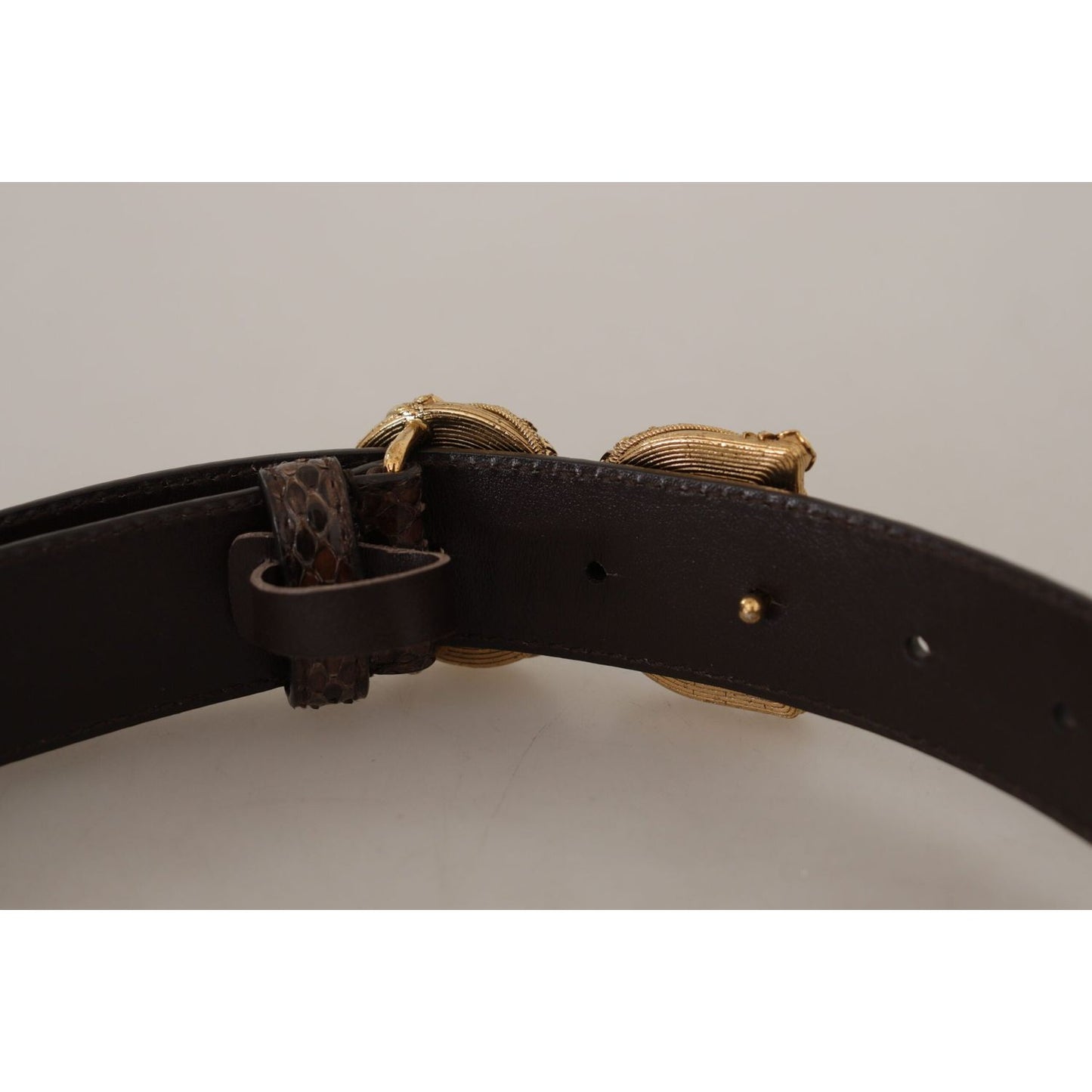 Dolce & Gabbana Brown Amore Animal Print Exotic Leather Logo Buckle Belt WMB173 - 70