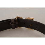 Dolce & Gabbana Brown Amore Animal Print Exotic Leather Logo Buckle Belt WMB173 - 70