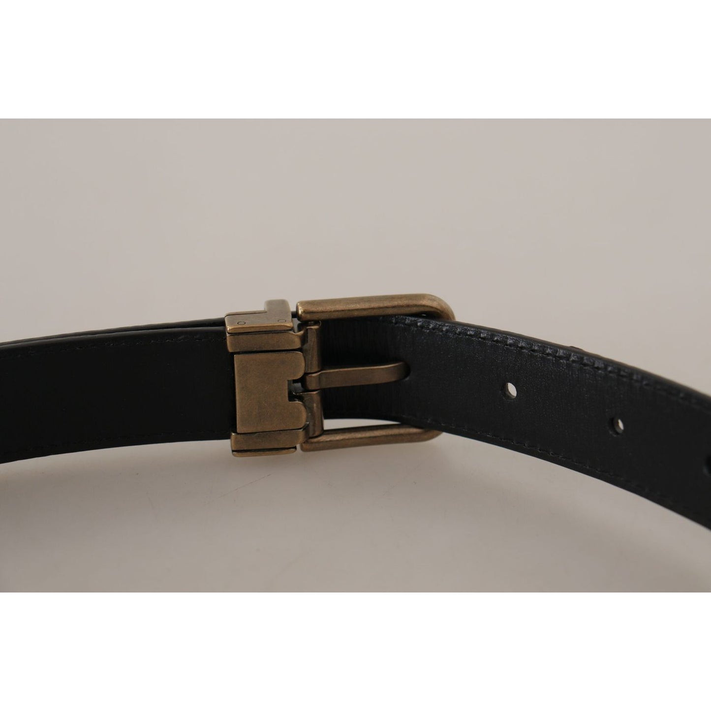Dolce & Gabbana Brown Leather Leopard Print Bronze Metal Buckle Belt
