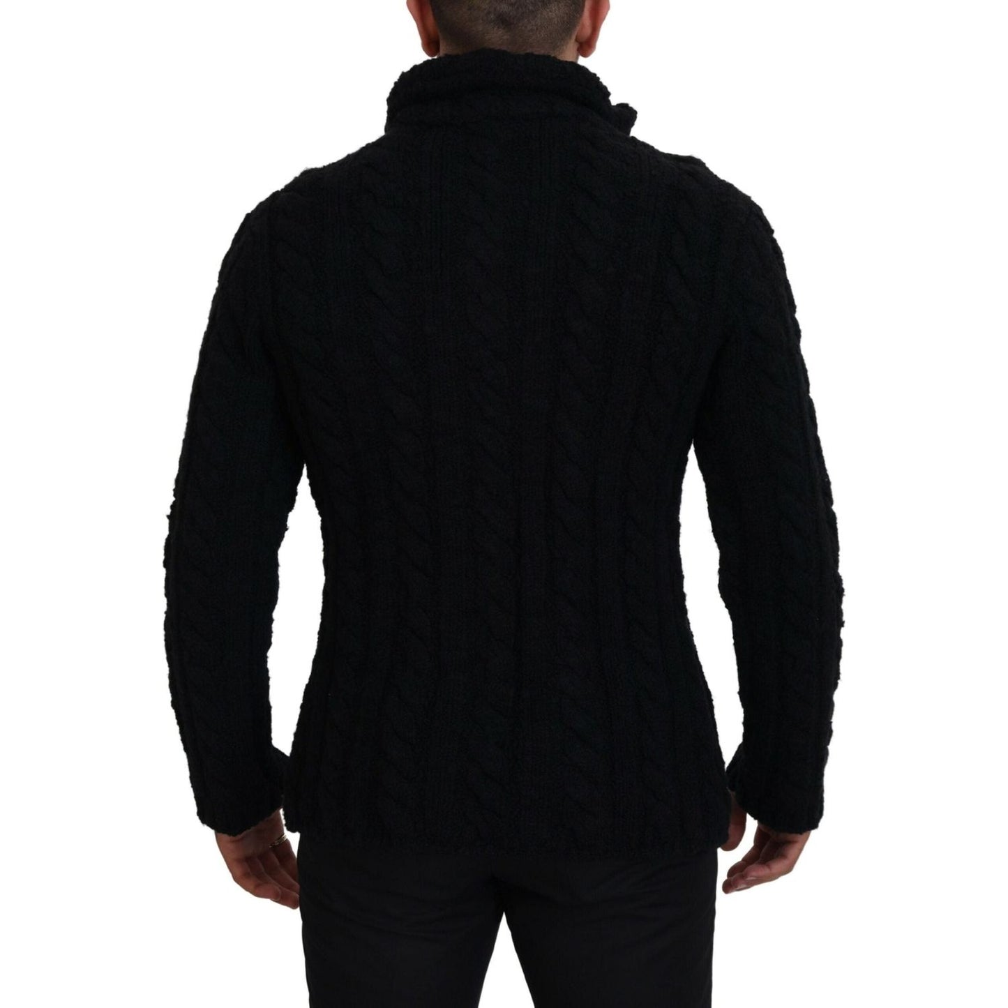 Dolce & Gabbana Black Wool Knit Button Cardigan Sweater