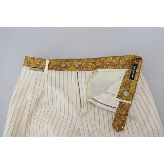 Dolce & Gabbana Off White Gold Striped Tuxedo Slim Fit Suit