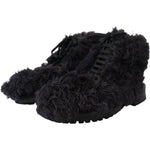 Dolce & Gabbana Black Leather Combat Shearling Boots Shoes