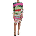 Dolce & Gabbana Multicolor Silk Floral Bodycon Sheath Dress