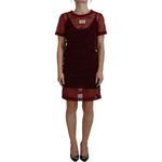 Dolce & Gabbana Maroon Nylon Two Layer Shift Mini Dress