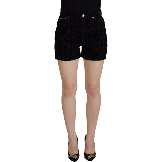 Dolce & Gabbana Black Denim Cotton Stretch Hot Pants Shorts