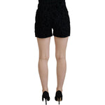 Dolce & Gabbana Black Denim Cotton Stretch Hot Pants Shorts
