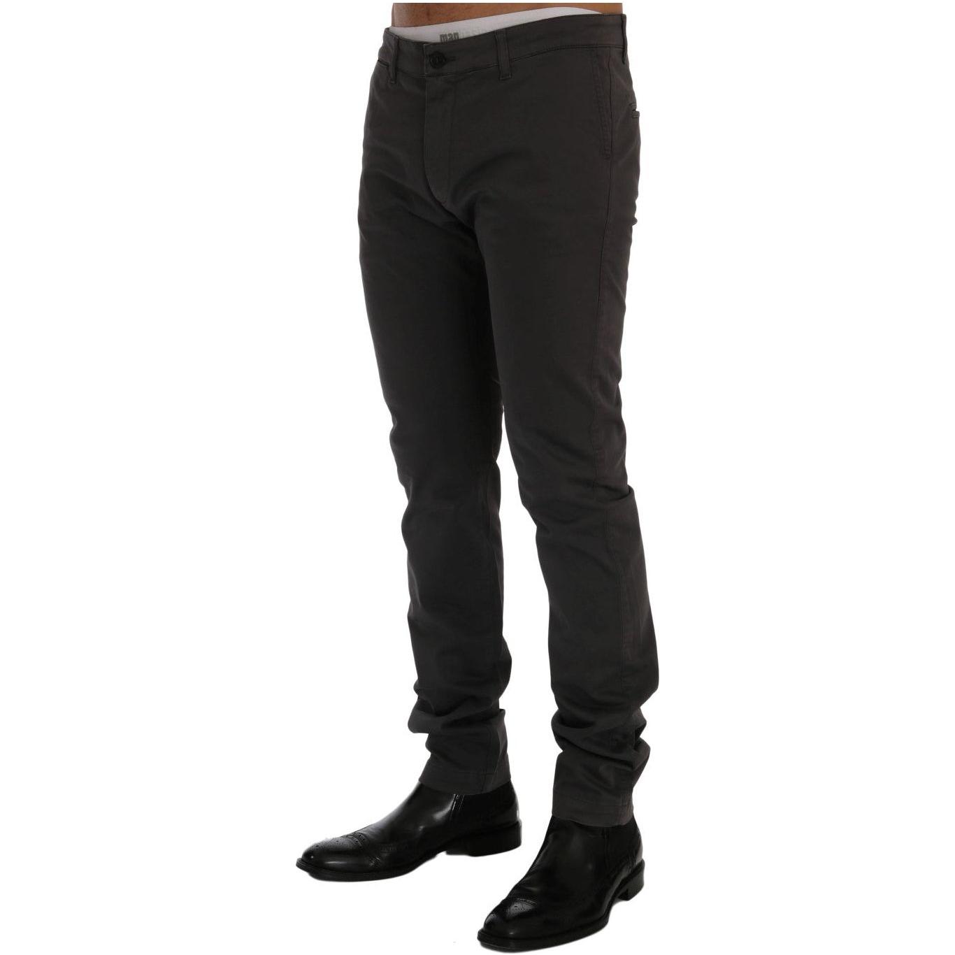 GF Ferre Gray Cotton Stretch Chinos Pants SIG60484-1