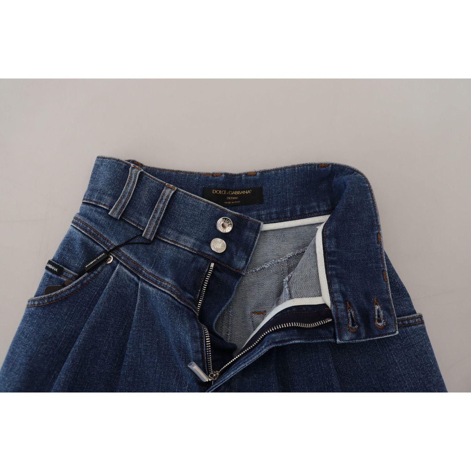 بنطلون جينز أزرق أنيق بخصر مرتفع من دولتشي آند غابانا