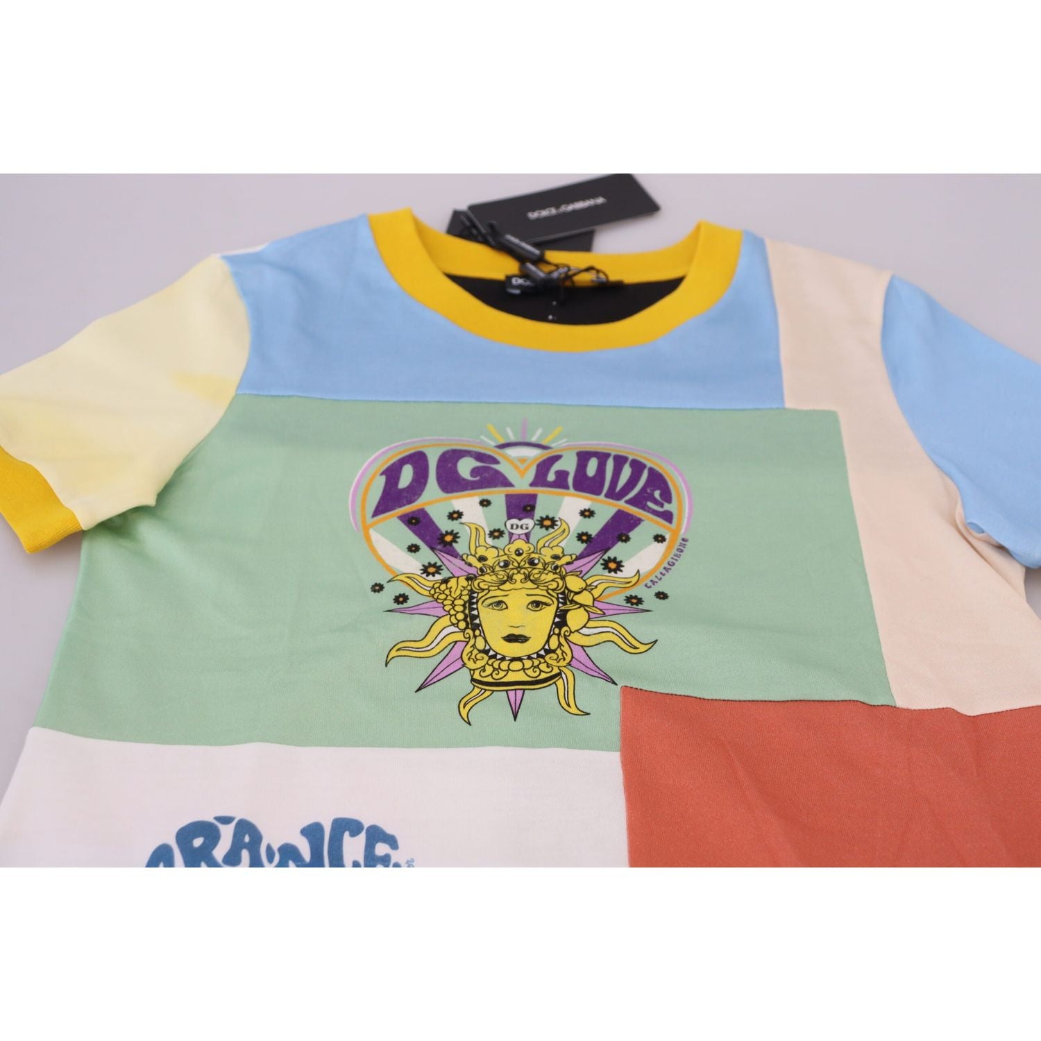 تي شيرت Dolce &amp; Gabbana بطبعة مرقعة من القطن بياقة دائرية