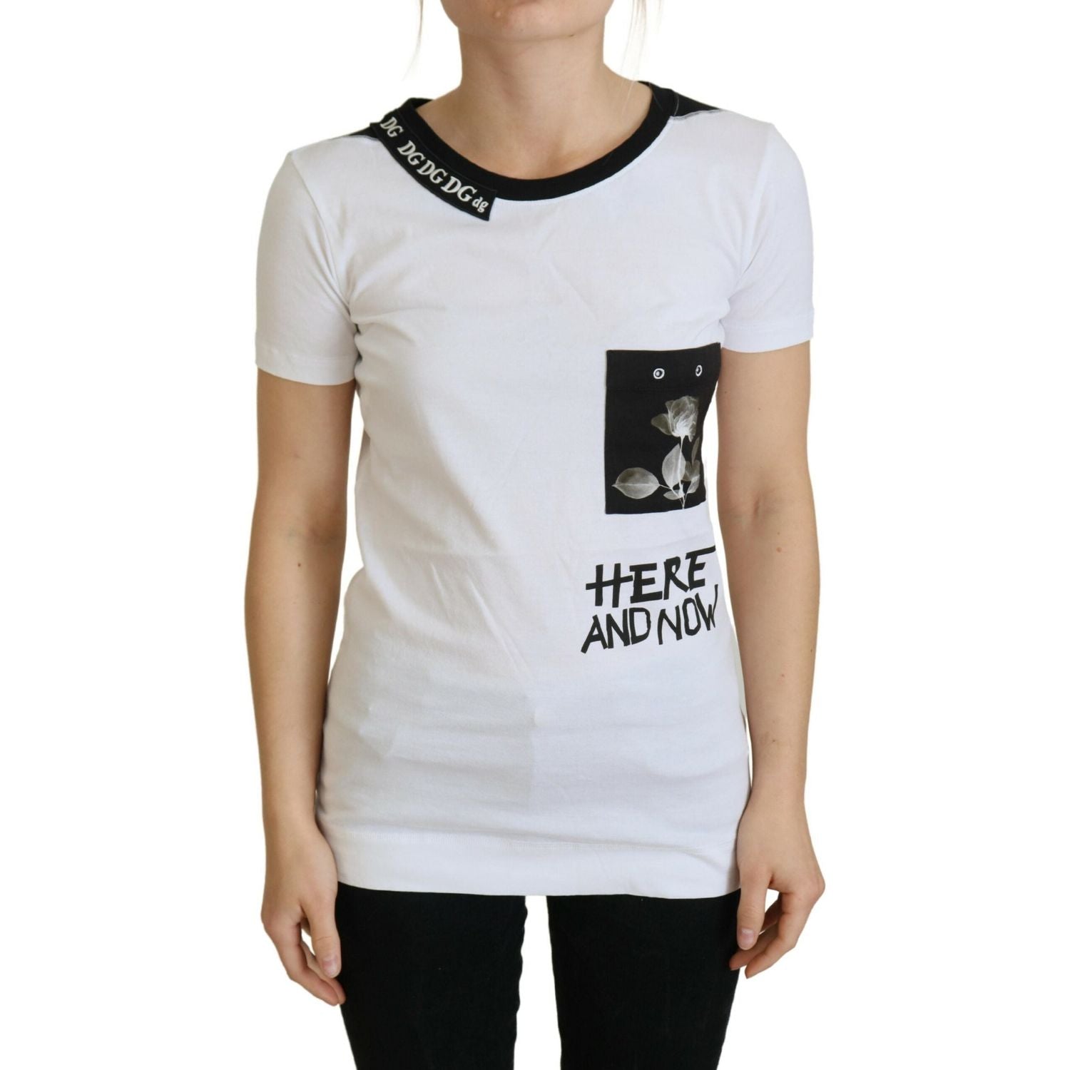 تي شيرت Dolce &amp; Gabbana Chic Monochrome 'Here and Now' من القطن
