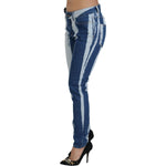 Dolce & Gabbana Cobalt Blue Stripes Skinny Denim Cotton Jeans