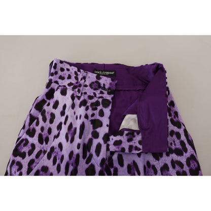 Dolce & Gabbana Purple Leopard Print High Waist Pants