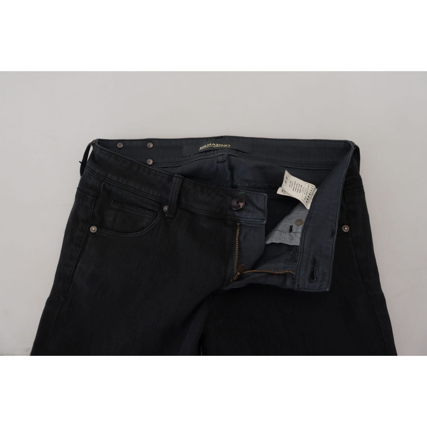 بنطلون جينز أسود ضيق بخصر منخفض من Ermanno Scervino