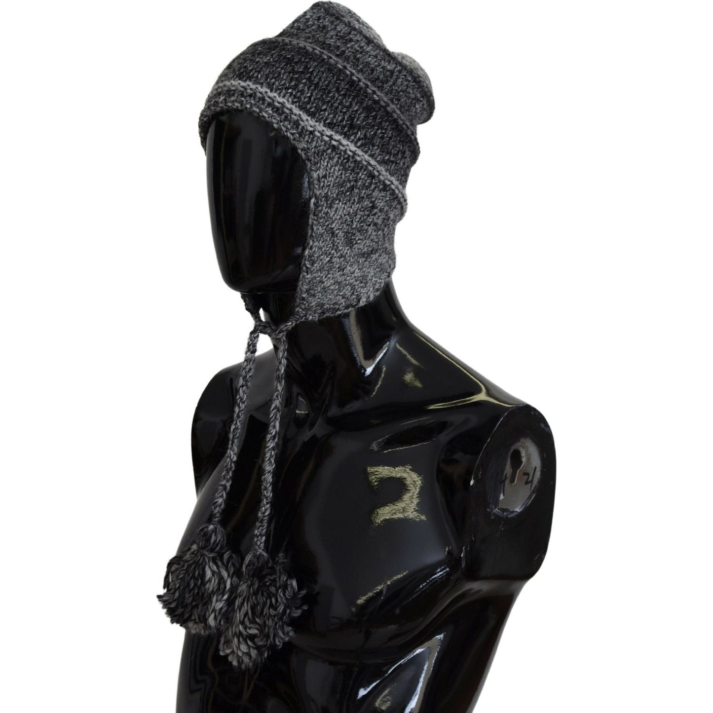 Dolce & Gabbana Gray Warm Fleece Ear Flaps Knit Beanie Hat