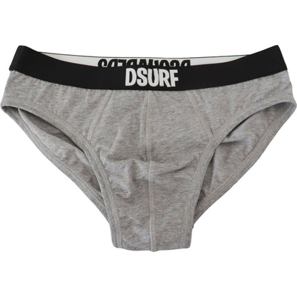 Dsquared² Gray DSURF Logo Cotton Stretch Men Brief Underwear