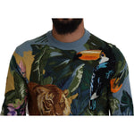Dolce & Gabbana Multicolor Jungle Wool Pullover Logo Sweater TSH83952-50