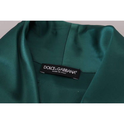Dolce & Gabbana Green Silk Waist Belt Robe Sleepwear