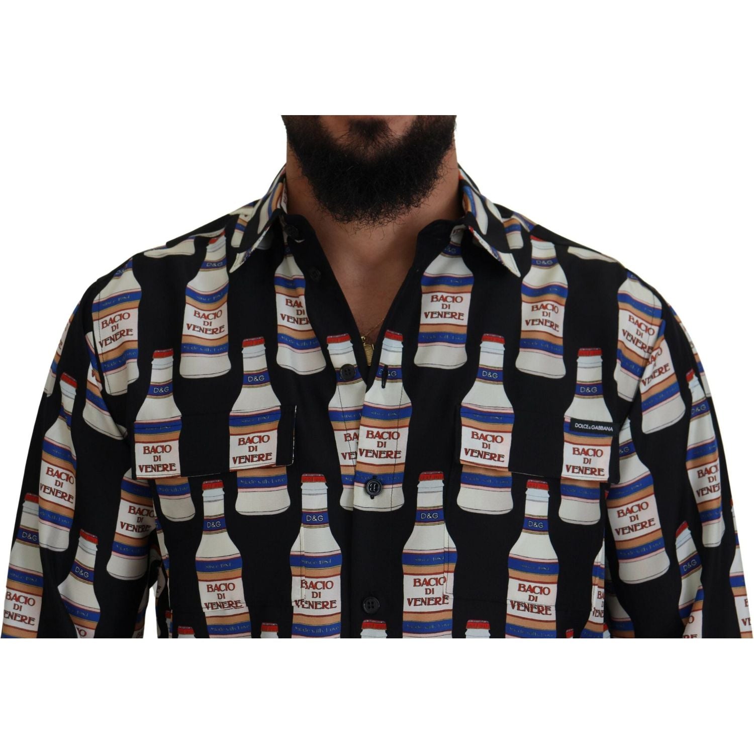 قميص حرير أنيق بأكمام طويلة من دولتشي آند غابانا