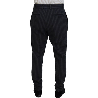 Dolce & Gabbana Dark Gray Stripes Chino Dress Pants