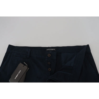 Dolce & Gabbana Blue Cotton Dress Formal Men Pants