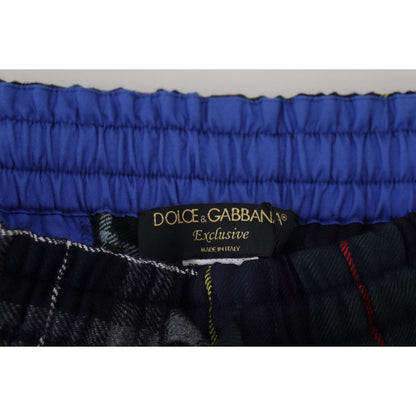 Dolce & Gabbana Multicolor Checkered Wool Men Jogger Pants