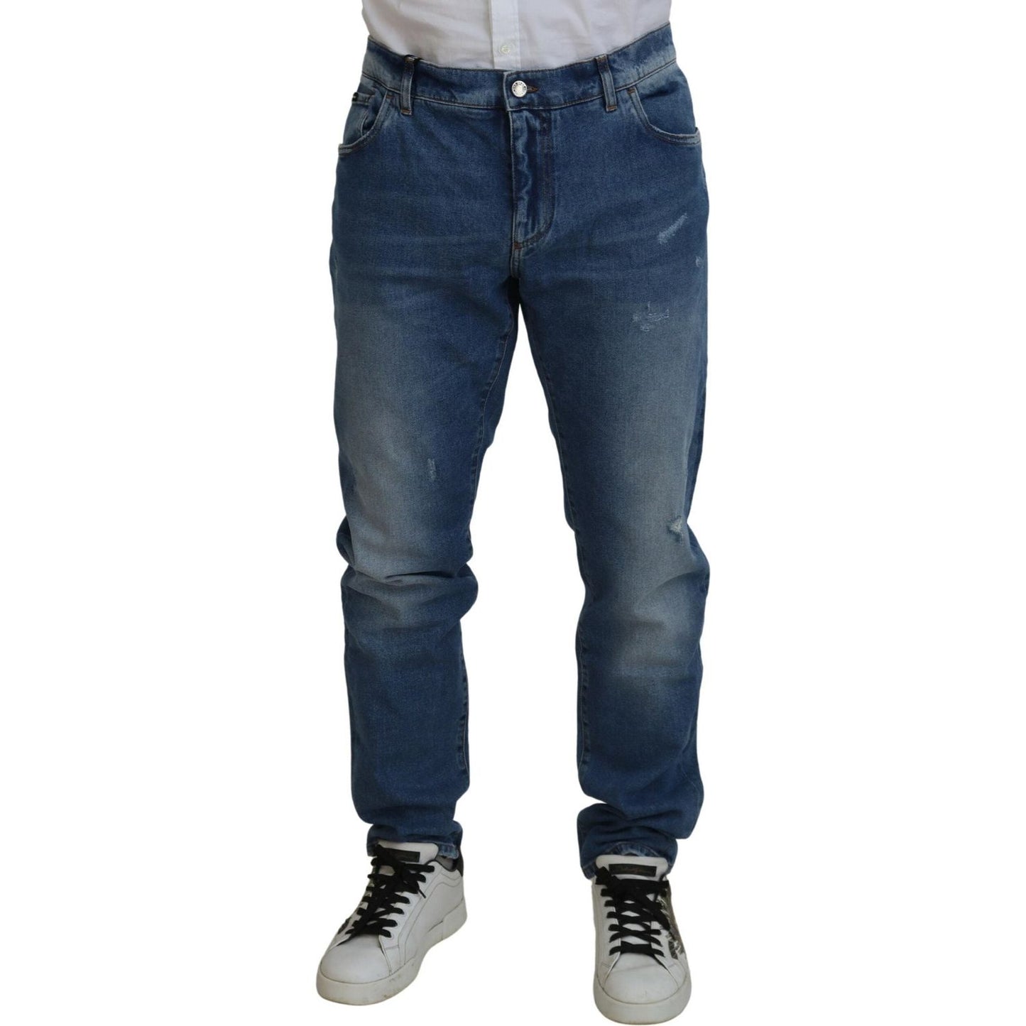 Dolce & Gabbana Blue Washed Skinny Cotton Denim Jeans