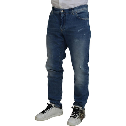 Dolce & Gabbana Blue Washed Skinny Cotton Denim Jeans