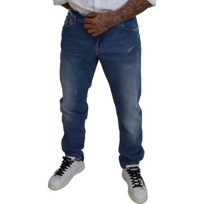 Dolce & Gabbana Blue Washed Skinny Cotton Denim Jeans
