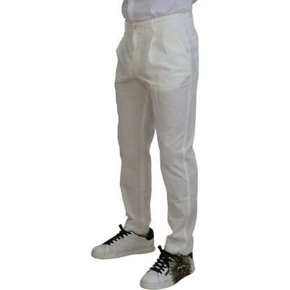 Dolce & Gabbana White Cotton Skinny Chino Pants