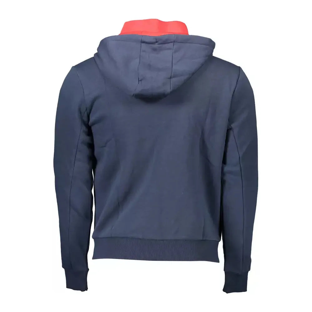 سويت شيرت أنيق أزرق اللون بغطاء رأس وسحّاب من US POLO ASSN - تفاصيل مطرزة