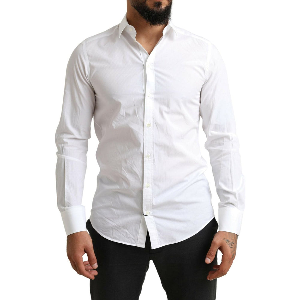 Dolce & Gabbana White MARTINI Cotton Dress Formal Shirt TSH84098-39