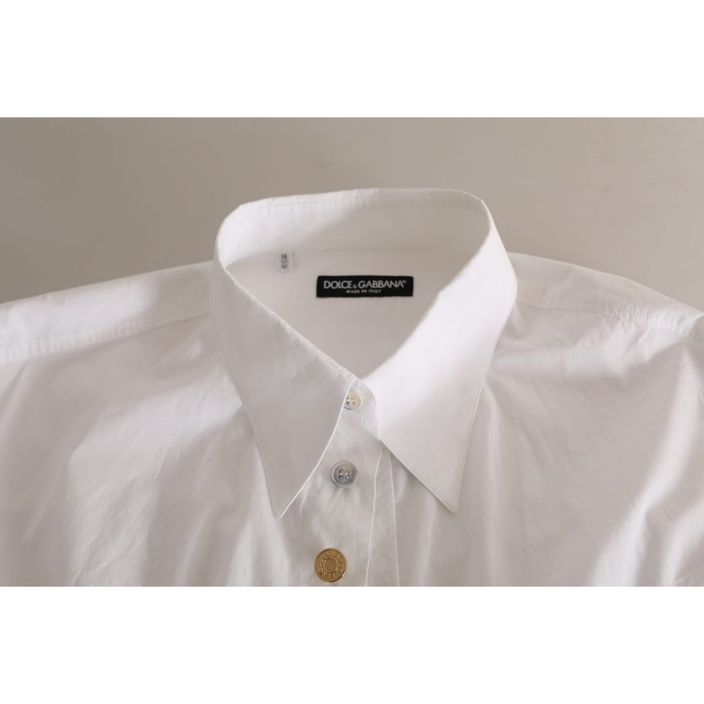 Dolce & Gabbana White Logo Cotton Casual Long Sleeves Shirt
