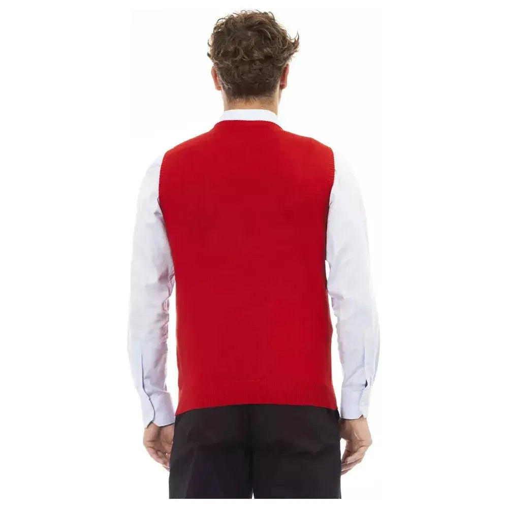 Alpha Studio Red Viscose Men Jacket Alpha Studio