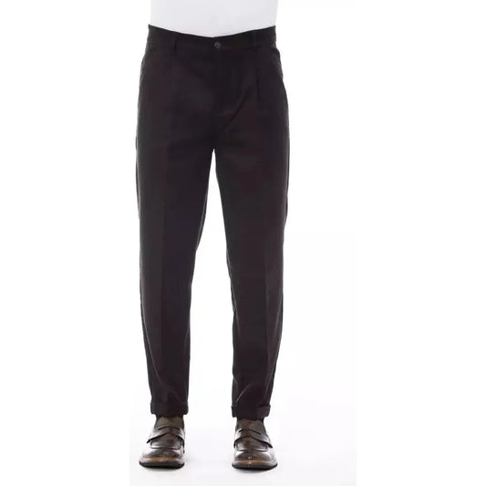 Alpha Studio Brown Wool Men Pant AL-23400-IT48 | M