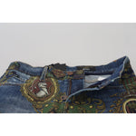 Dolce & Gabbana Blue Medal Print Slim Fit Cotton Jeans