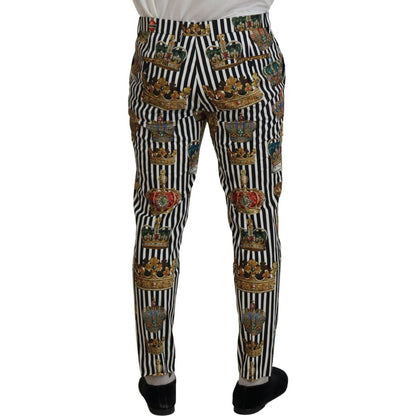 Dolce & Gabbana White Cotton Stretch Crown Trouser Pants