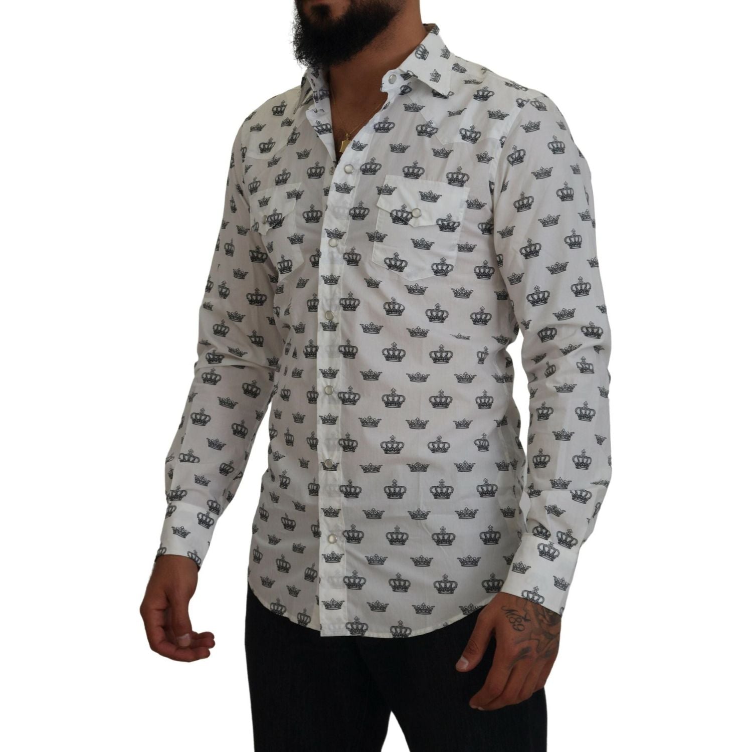 قميص دولتشي آند غابانا بقصّة Slim Fit وطبعة التاج