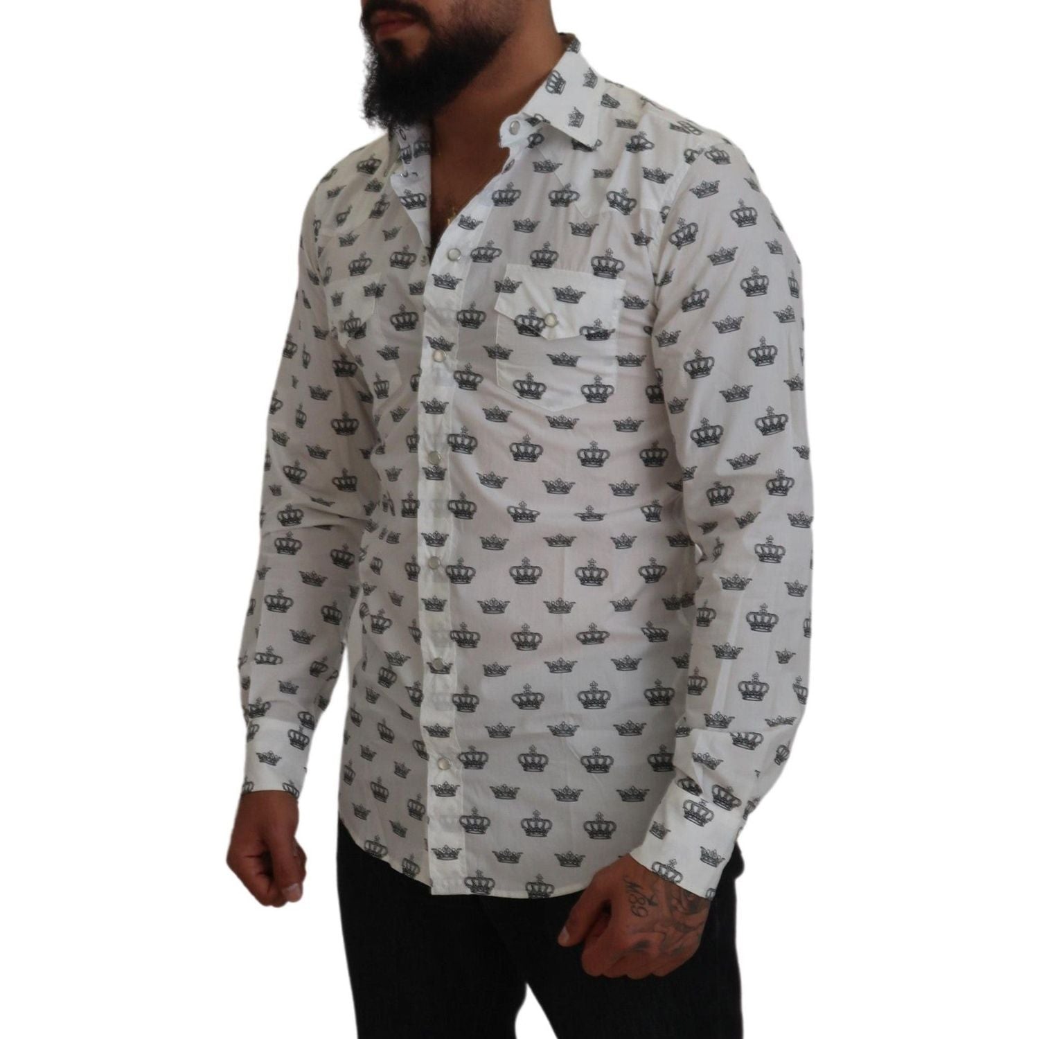 قميص دولتشي آند غابانا بقصّة Slim Fit وطبعة التاج