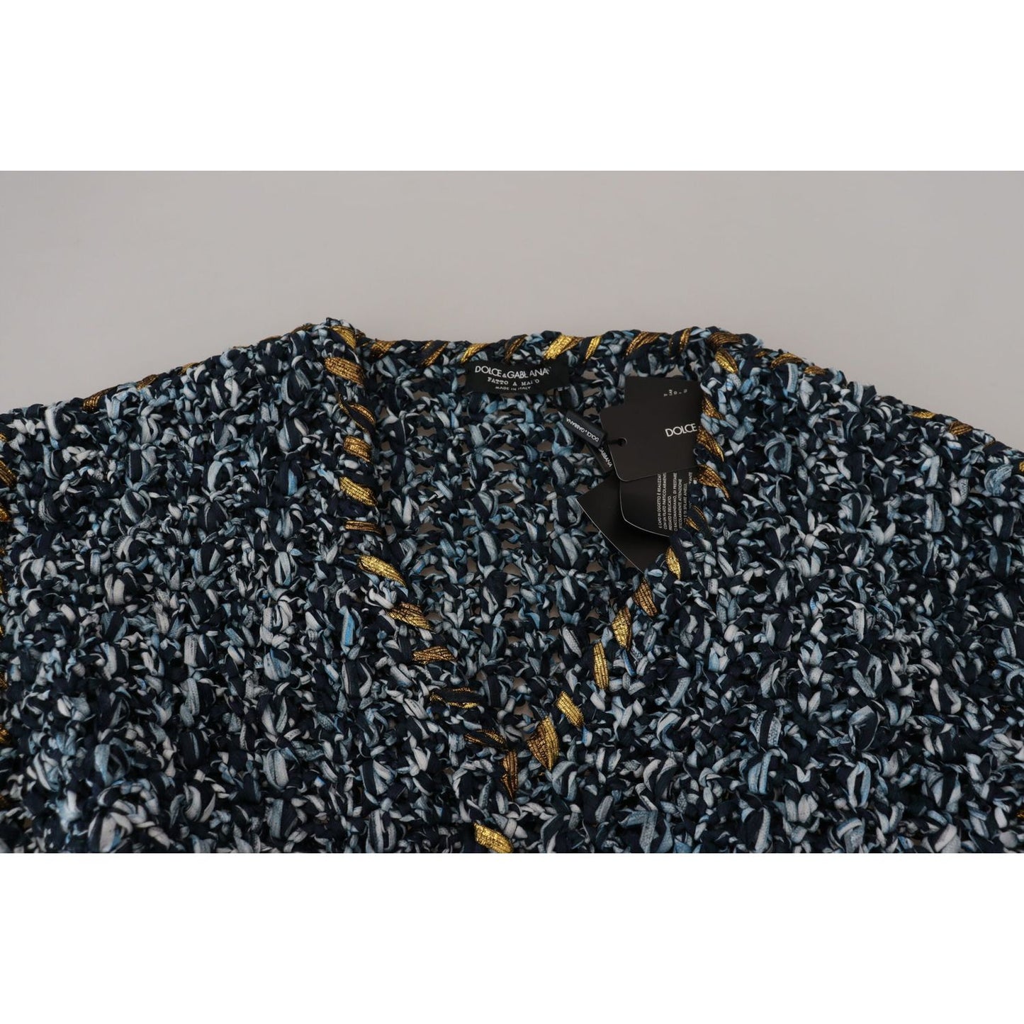 Dolce & Gabbana Blue Button Cardigan Fatto A Mano Sweater