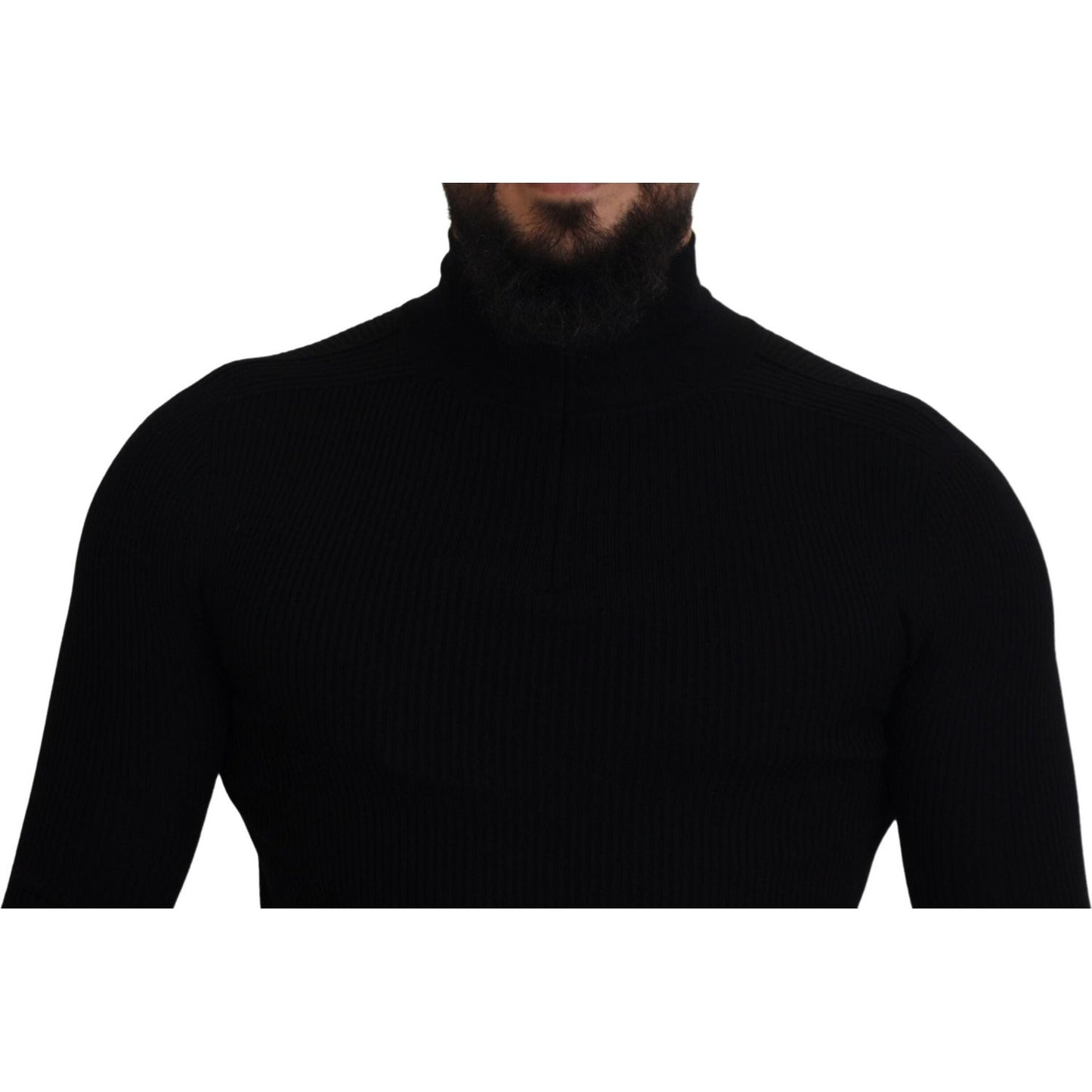 Dolce & Gabbana Black Half Zip Turtleneck Pullover Sweater TSH83954- 42