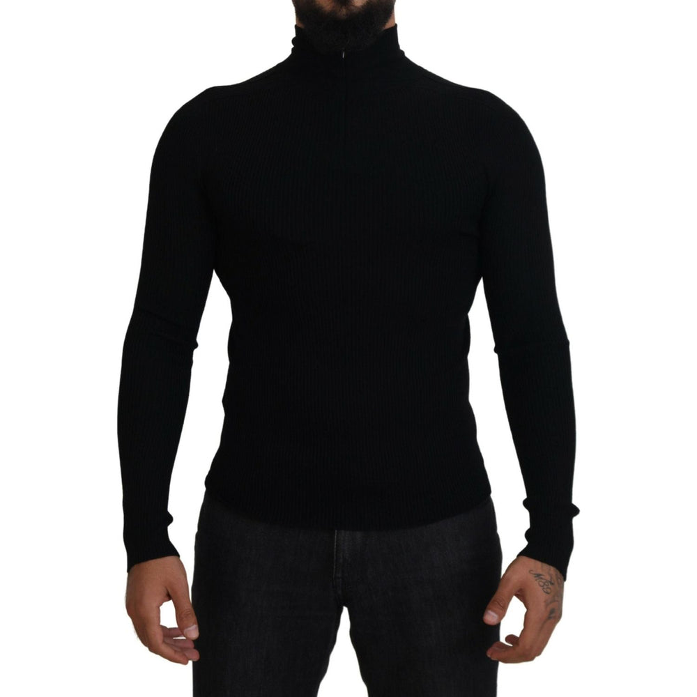 Dolce & Gabbana Black Half Zip Turtleneck Pullover Sweater TSH83954- 42
